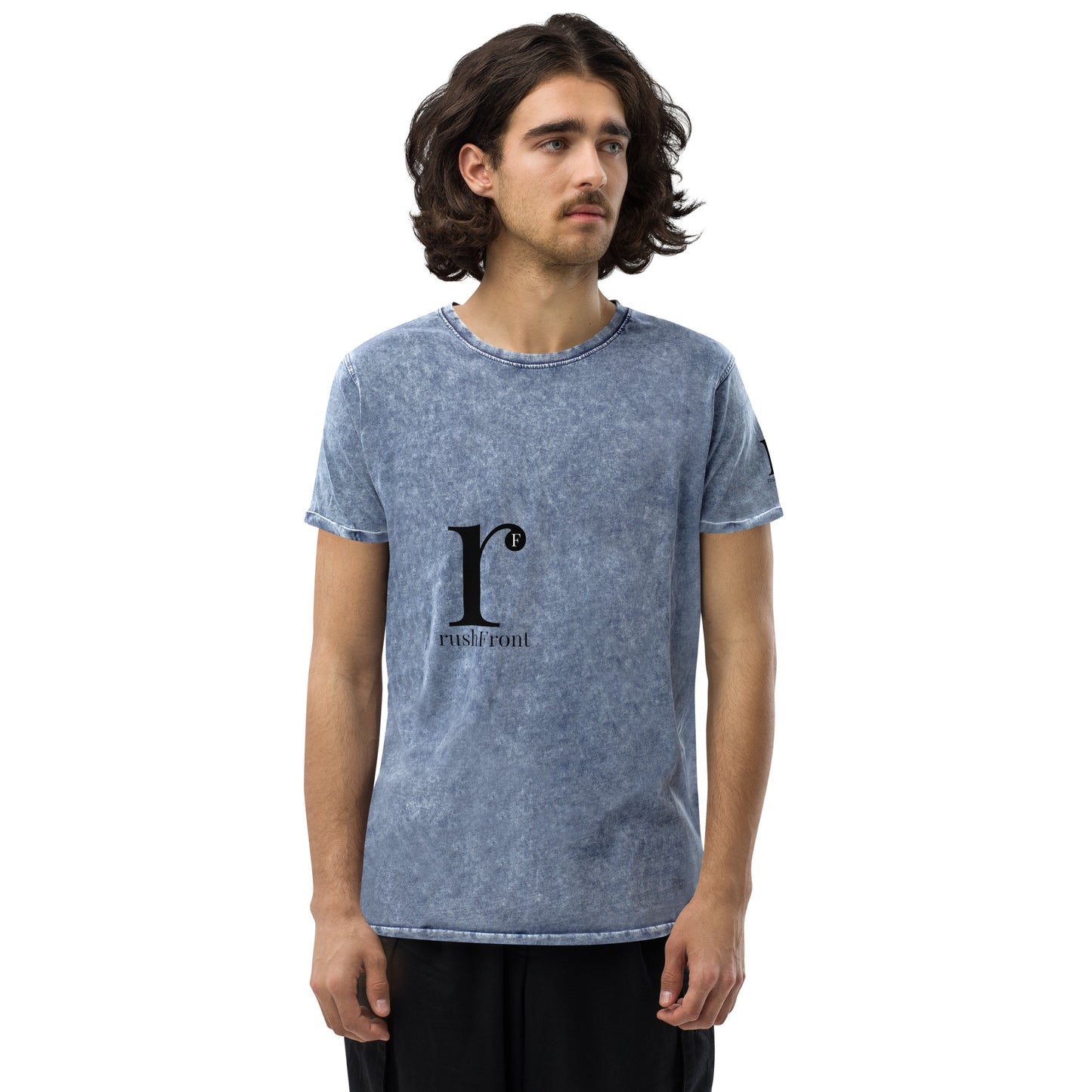 rushFront designer denim t-shirt unisex mens womens red blue black green