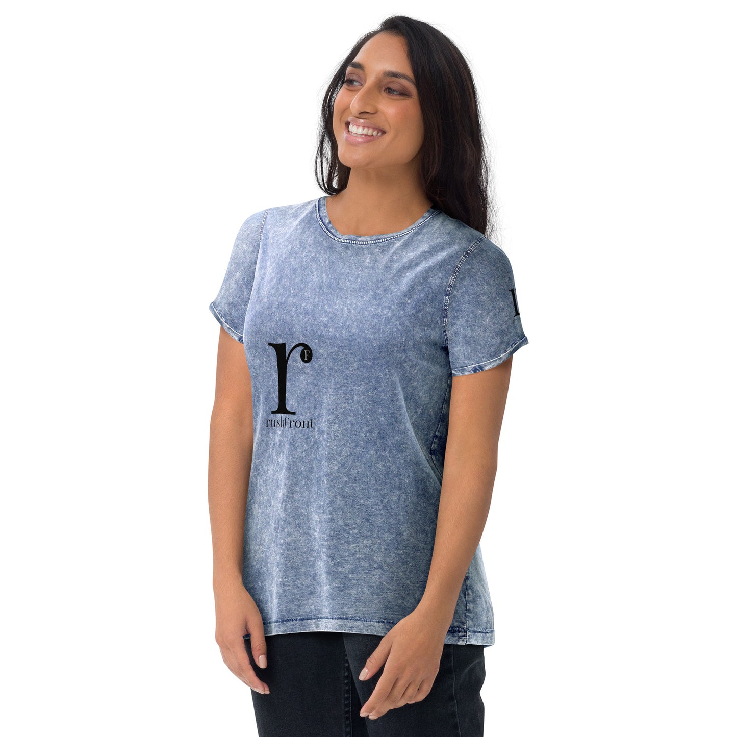 rushFront designer denim t-shirt unisex mens womens red blue black green