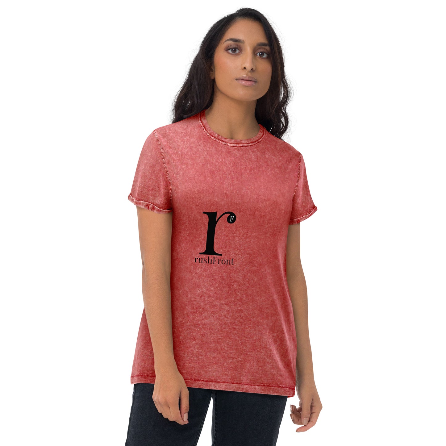 rushFront designer denim t-shirt unisex mens womens red blue black green