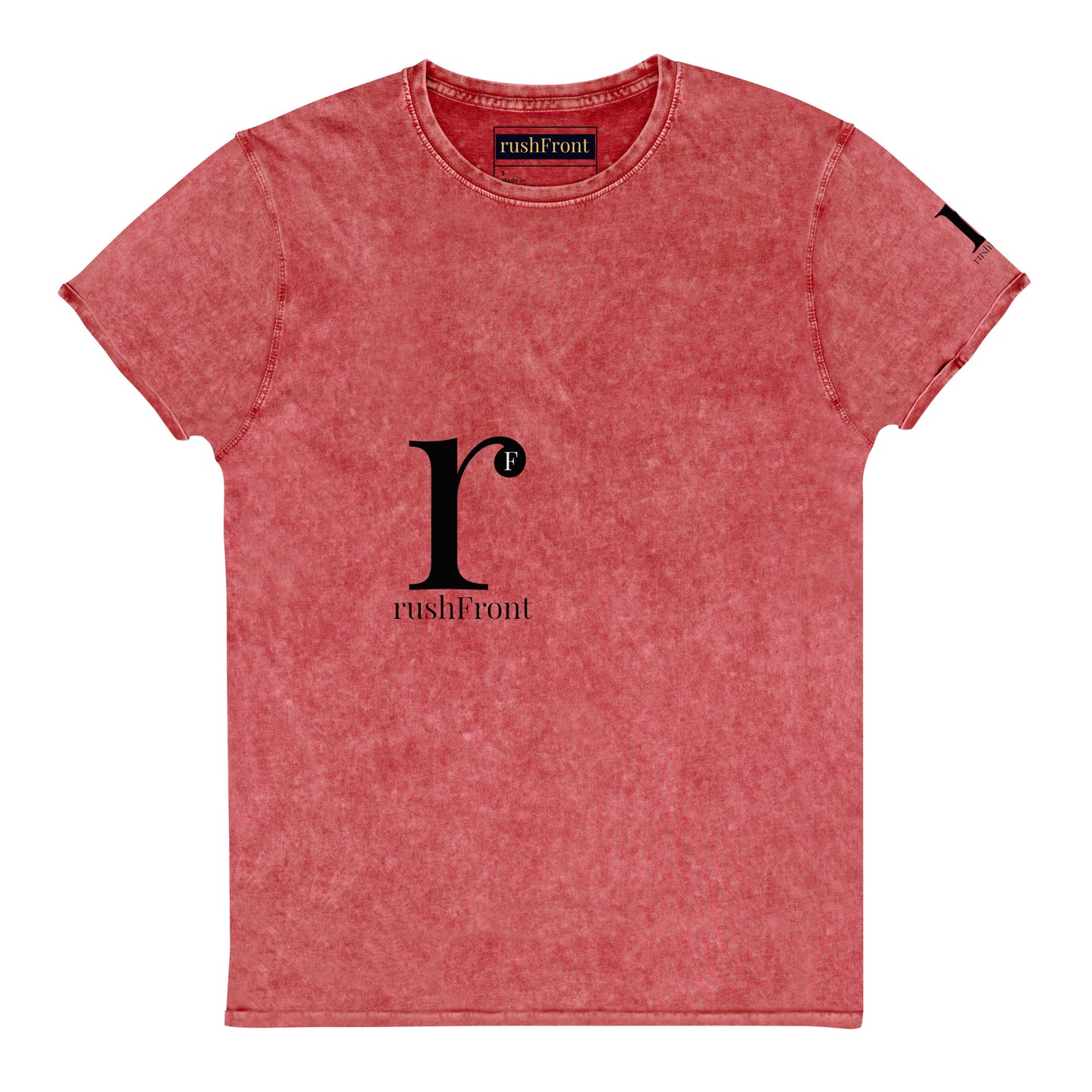 rushFront designer denim t-shirt unisex mens womens red blue black green