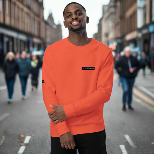 rushFront 100% organic cotton sweatshirt black navyblue Eco raglan grey orange blue green burgandy charcoal