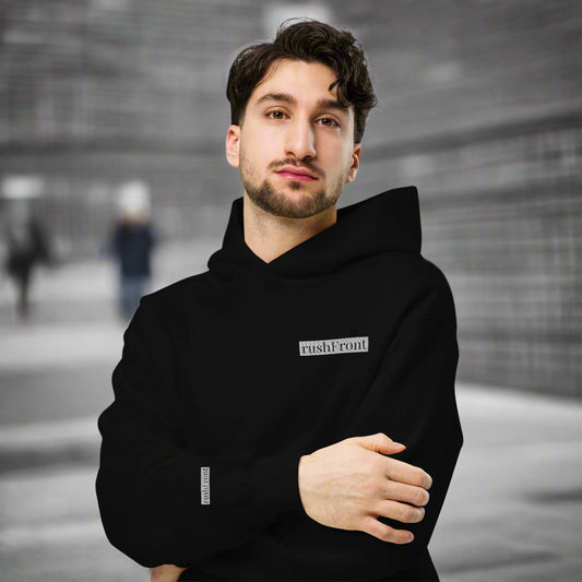 rushFront oversized graphic hoodie black green