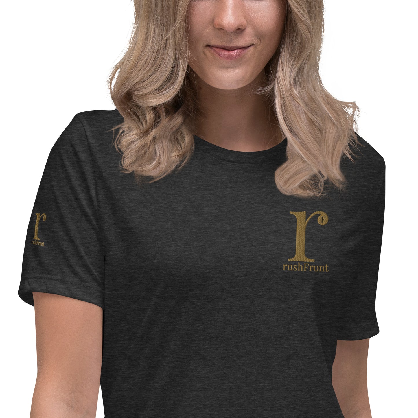 rushFront staple unisex t-shirt in grey pink with premium cotton fabric