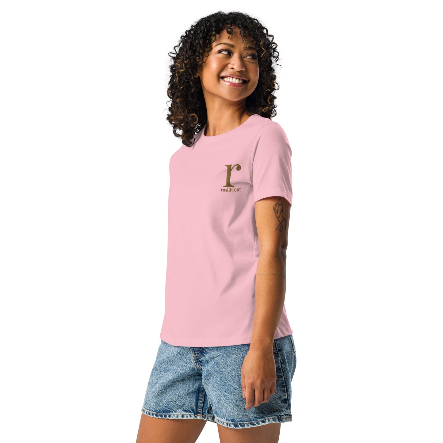 rushFront staple unisex t-shirt in pink with premium cotton fabric