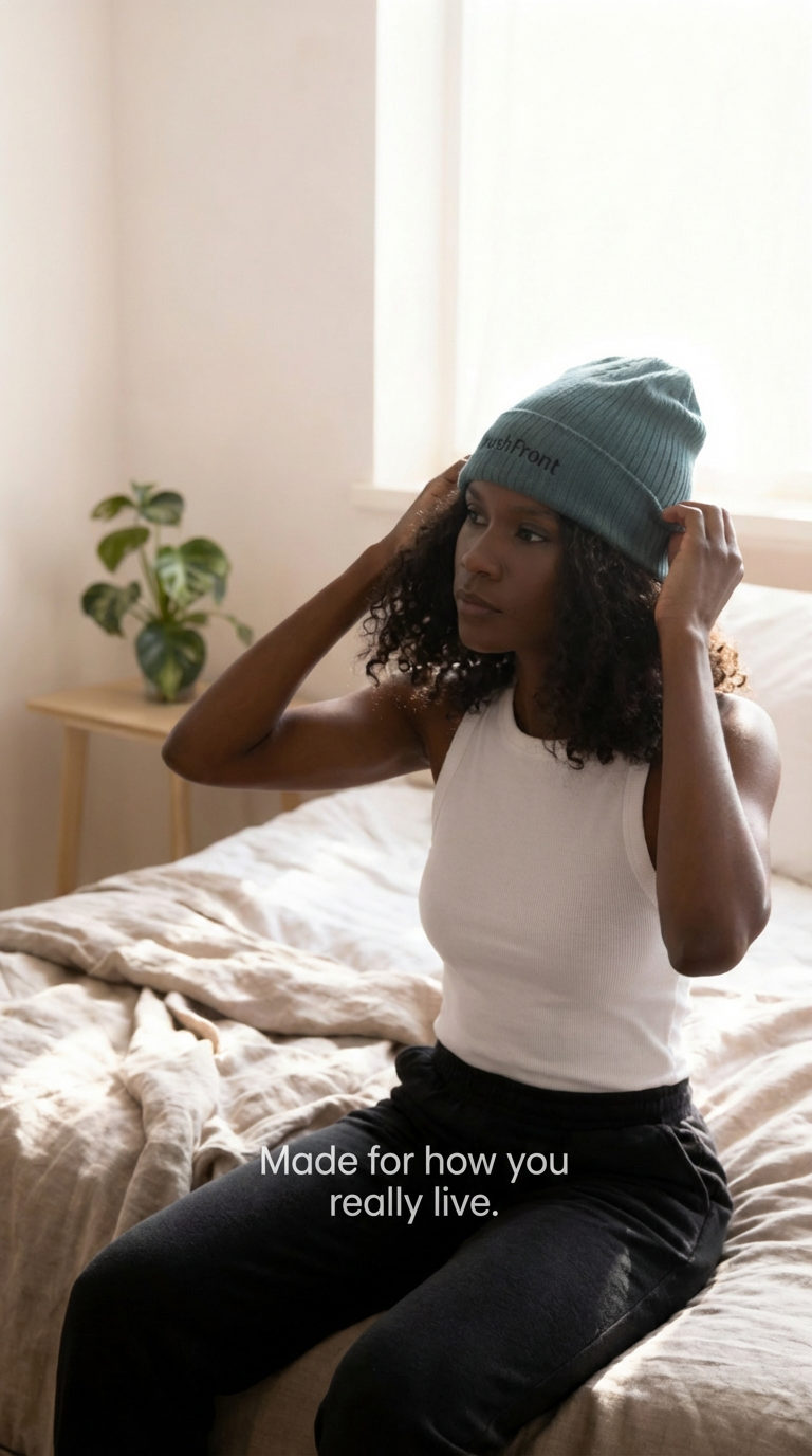 rushFront beanie cute cuffed hat 