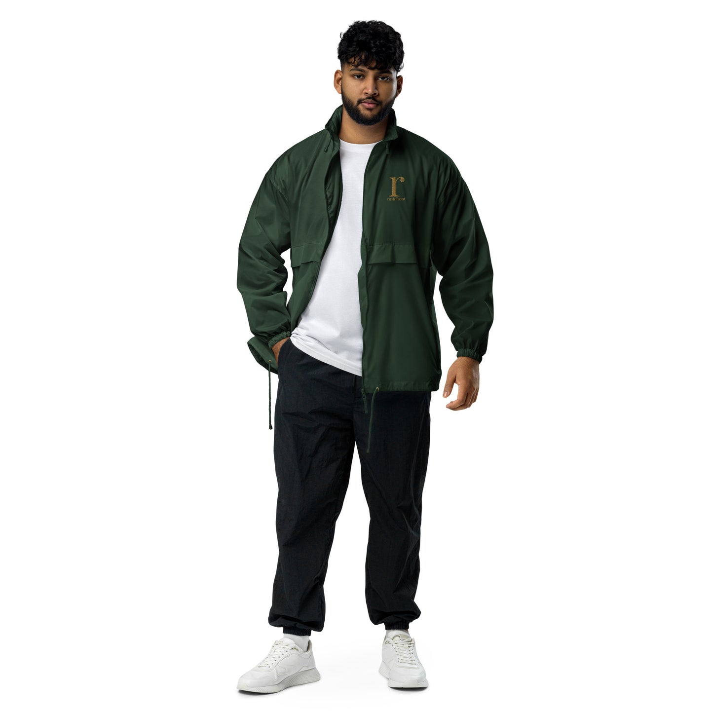 rushFront raglan windbreaker in green, black, navy. Waterproof