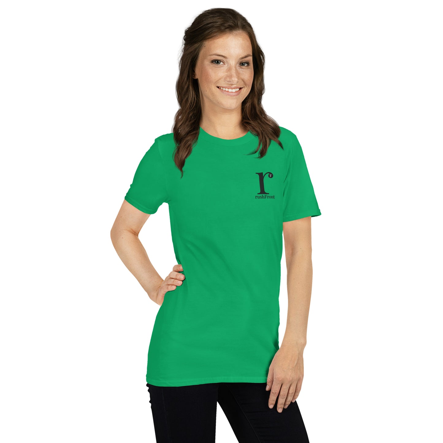 rushFront staple unisex t-shirt in green, red, blue, black, white with premium cotton fabric
