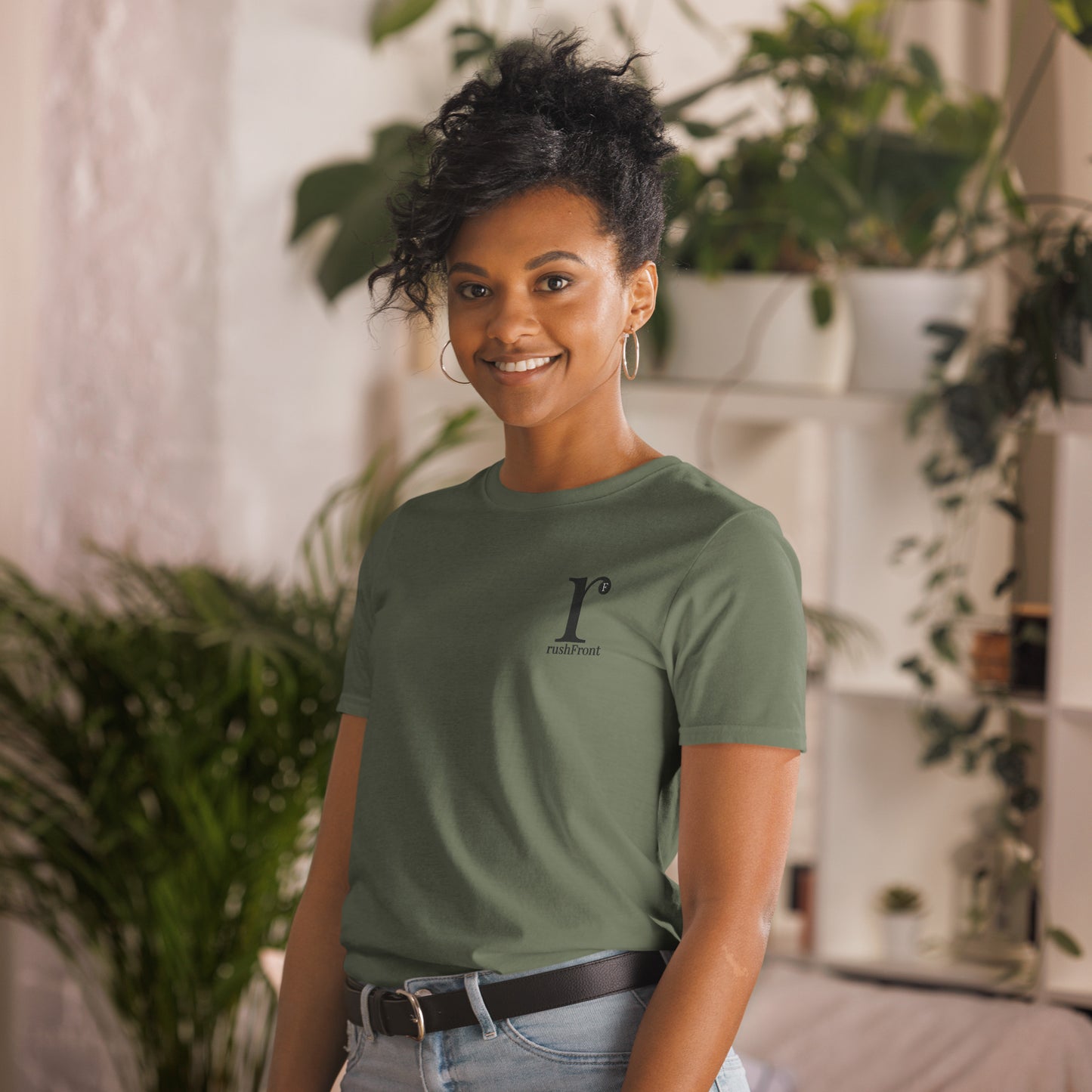 rushFront staple unisex t-shirt in green, red, blue, black, white with premium cotton fabric