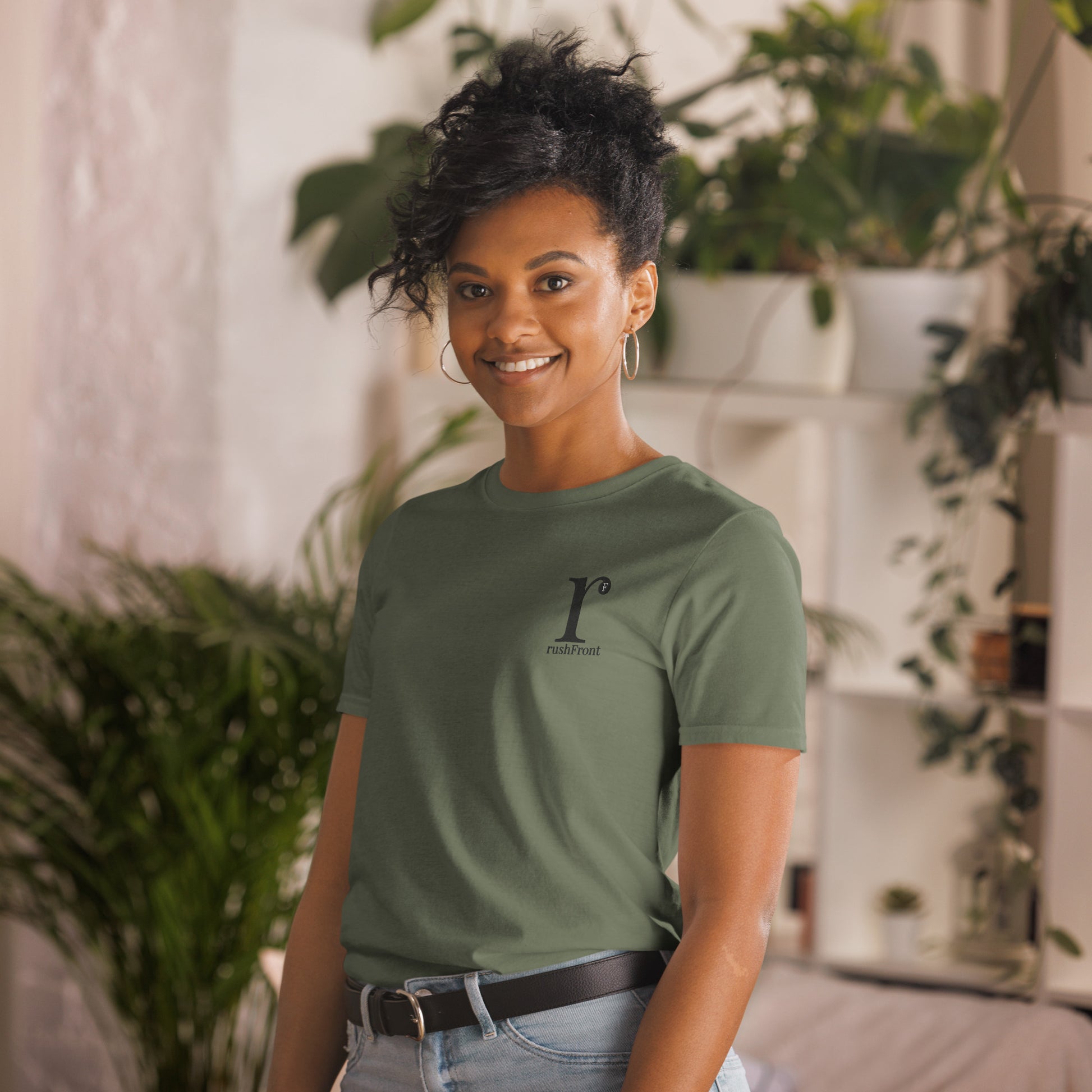 rushFront staple unisex t-shirt in green, red, blue, black, white with premium cotton fabric