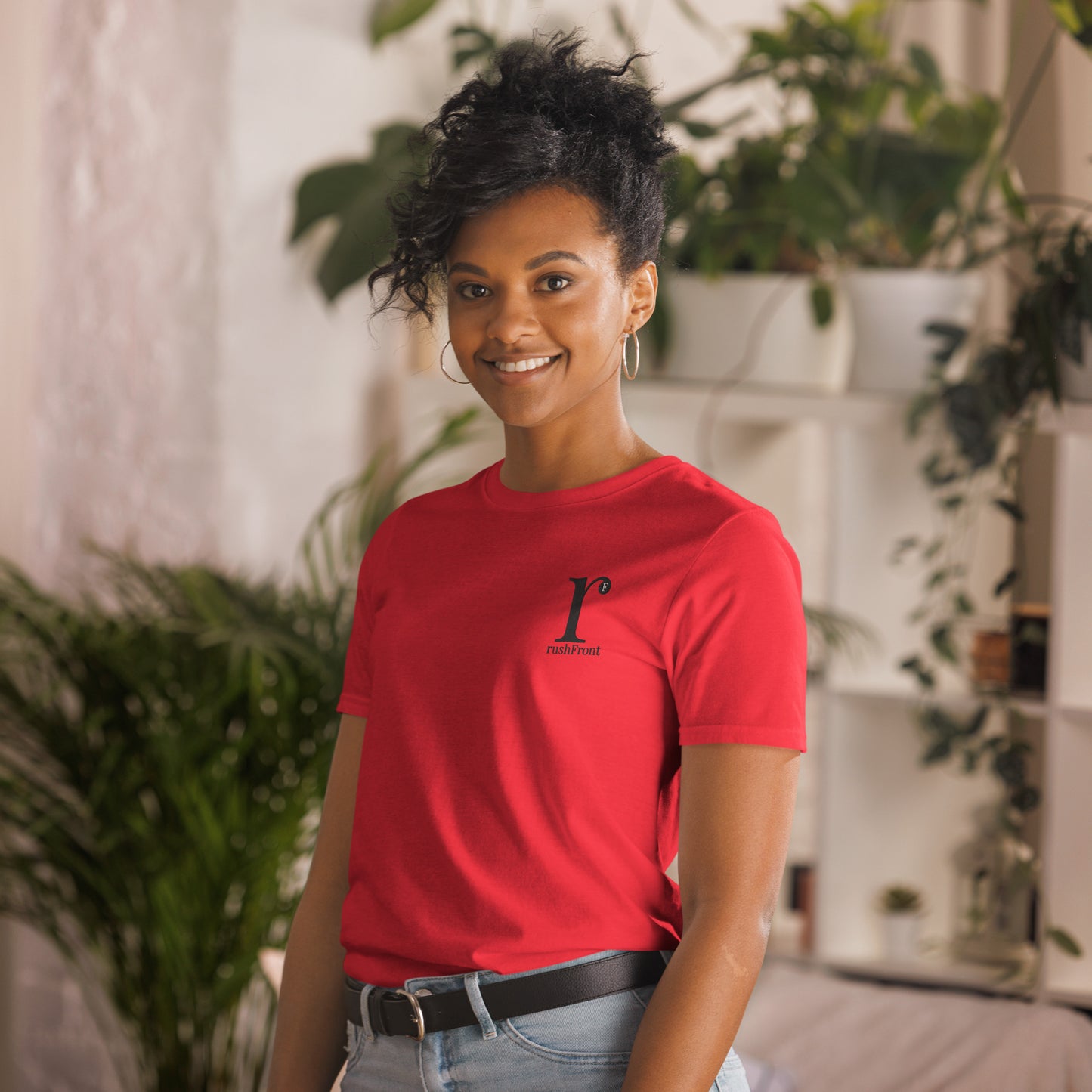 rushFront staple unisex t-shirt in green, red, blue, black, white with premium cotton fabric