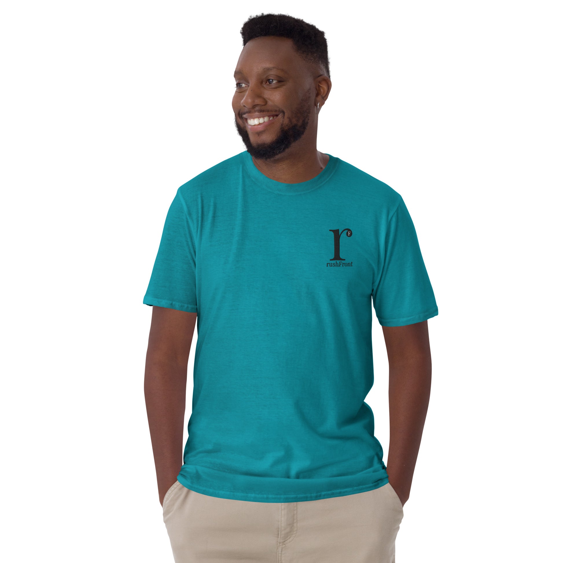 rushFront staple unisex t-shirt in green, red, blue, black, white with premium cotton fabric