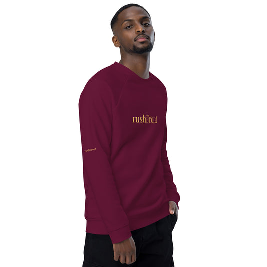 rushFront 100% organic cotton sweatshirt black navyblue Eco raglan grey orange blue green burgandy charcoal