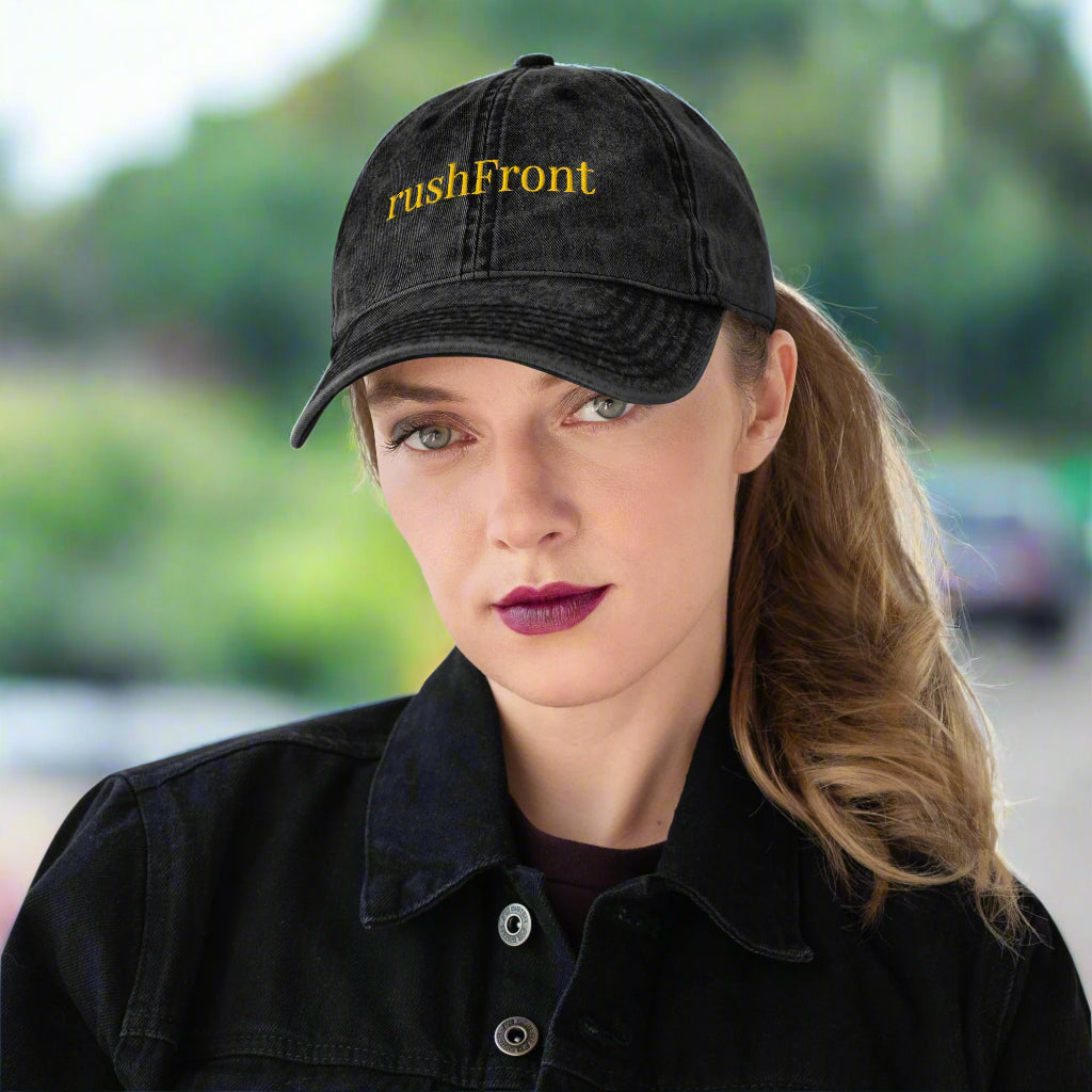 rushFront cotton cap in red, blue, black, white, yellow, green, navy, grey.